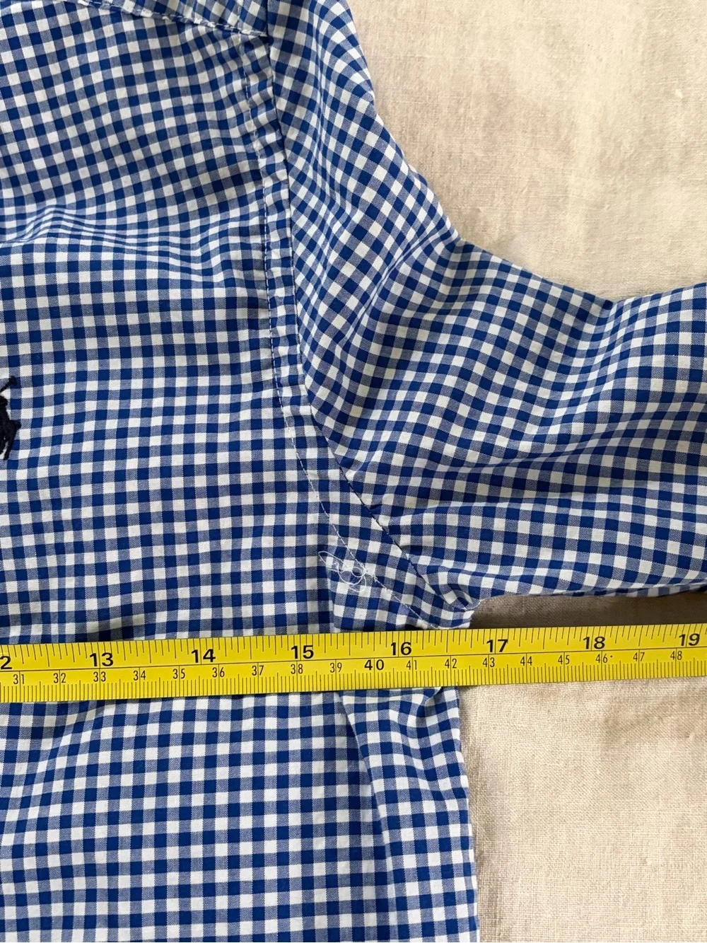 Ralph Lauren Boys M Cotton Poplin Shirt Blue White Gingham Button Down Preppy